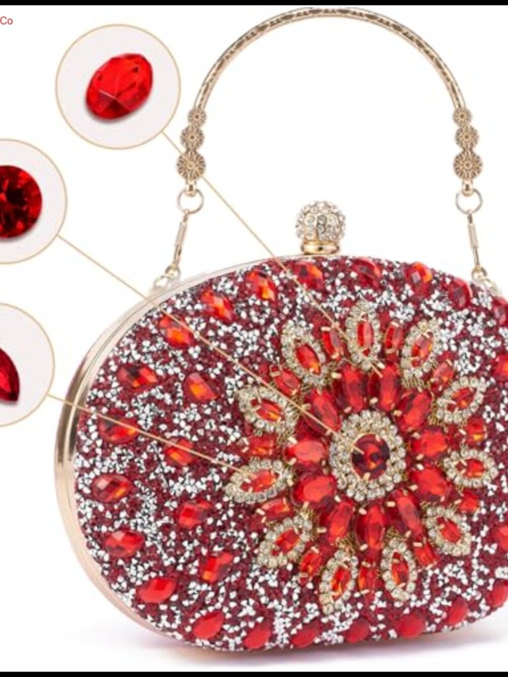 Rhinestone Evening Clutch with Chain Beaded Sunflower Formal Bag